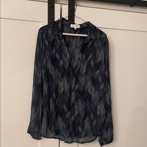 Bella Dahl Navy Geometric Button Down Shirt